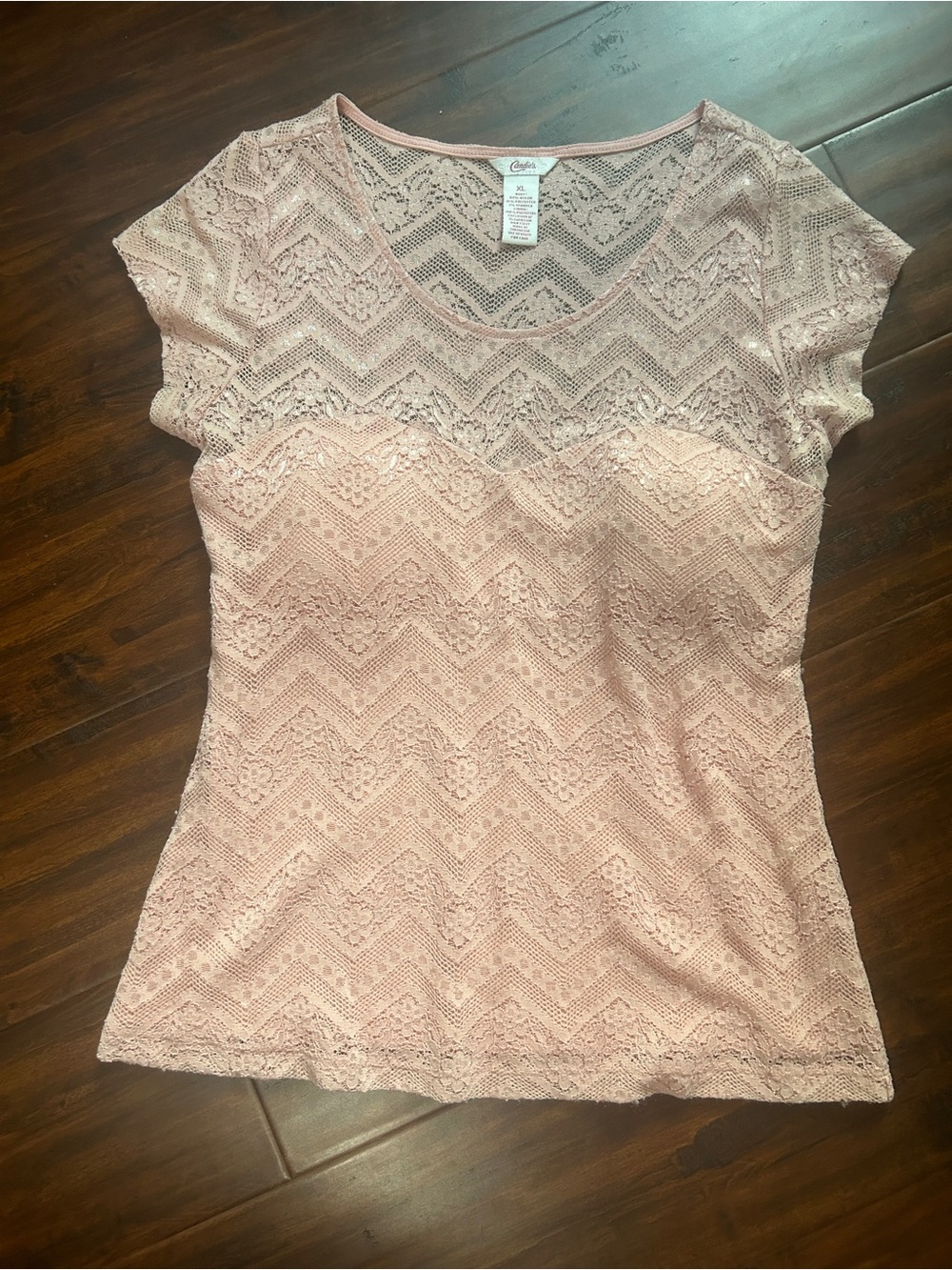 Lace Cap-Sleeve Top in Blush Pink